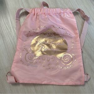 Disney Parks Bibbidi Bobbidi Boutique Pink‎ gold Drawstring Bag Backpack NWT